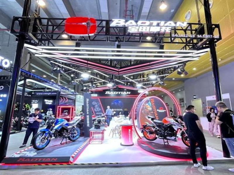 江门市中港宝田摩托车实业有限公司的第137届获奖广交会展位设计装修图片