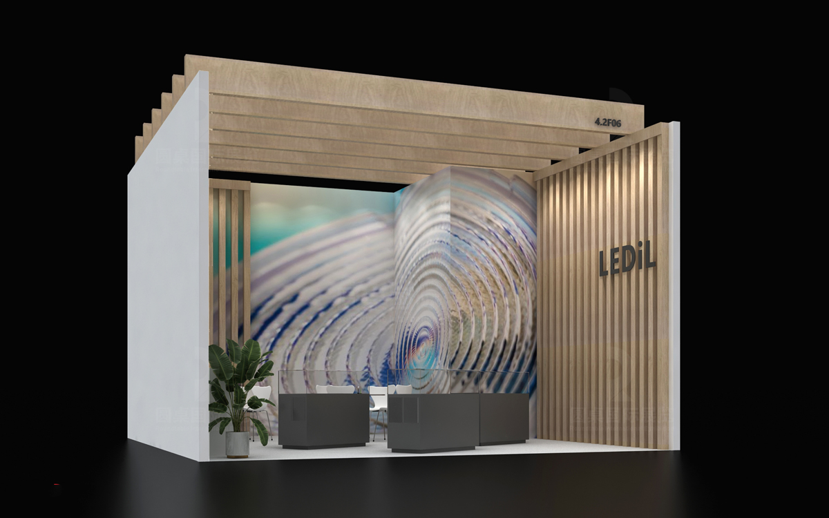 LEDil在2025年第30届广州国际照明展览会的36平展位设计搭建效果图案例