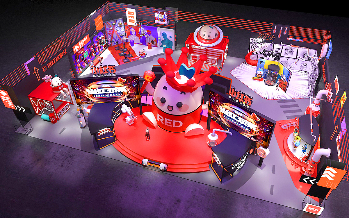 在展览展台搭建设计中，搭配道具风格与品牌